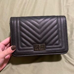 Black quilted chain purse